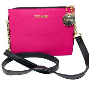 Steve Madden Pink & Black Color Block PVC Chain Strap Going Out Purse Crossbody